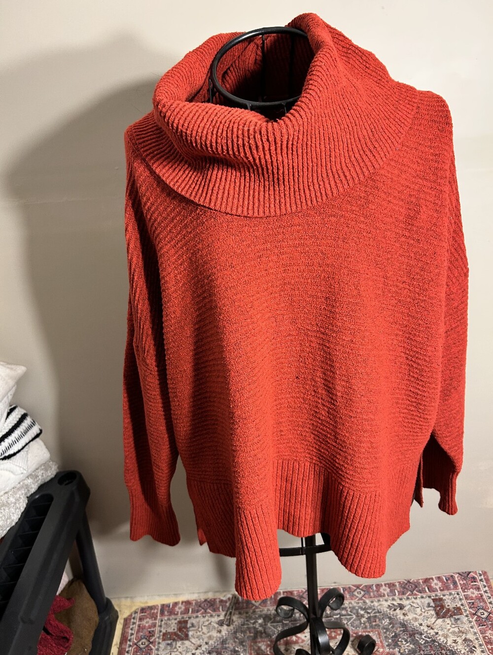 size xxl womens knit sweater 2 x 2x red cowl neck pull over